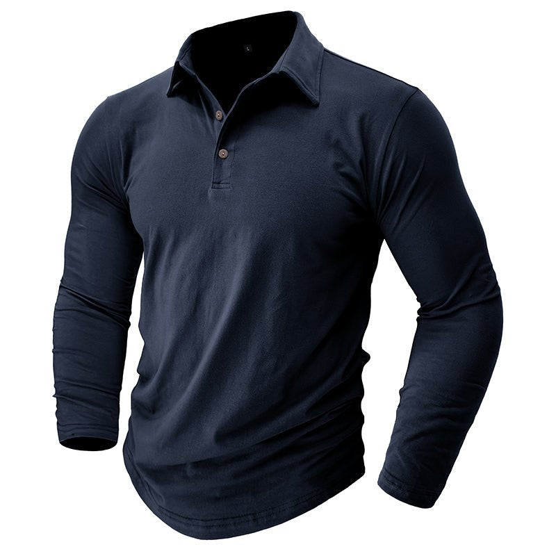 Men's Modern Longsleeve Polo | Contrast Inner Collar Smart Casual Front