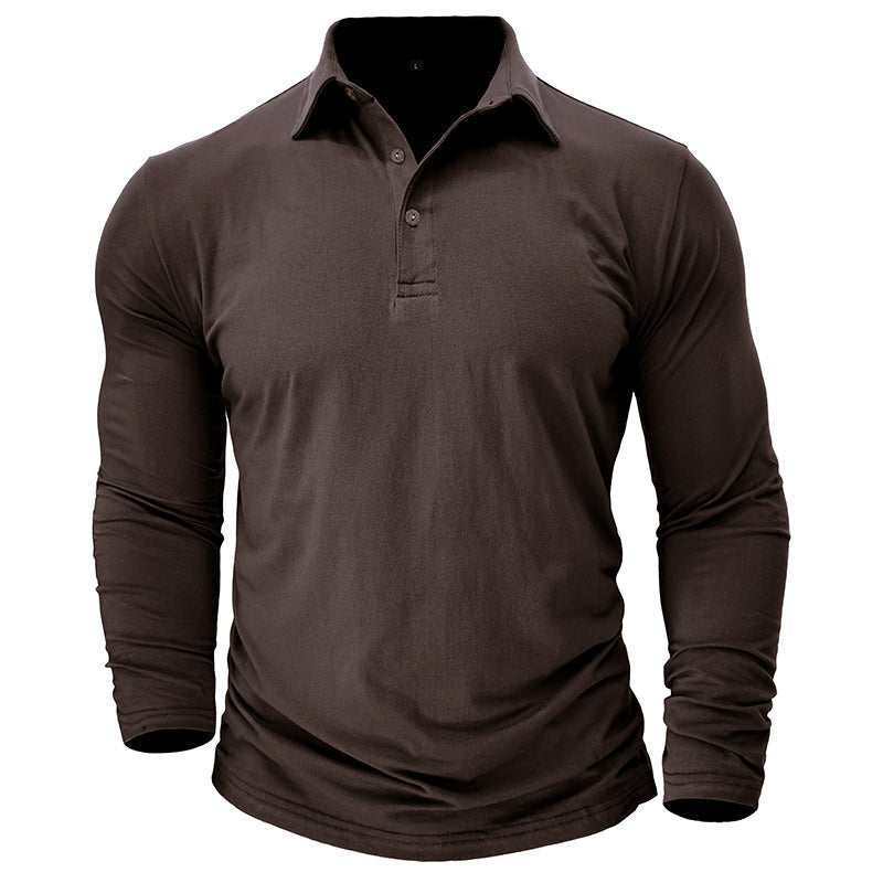 Men's Modern Longsleeve Polo | Contrast Inner Collar Smart Casual Full