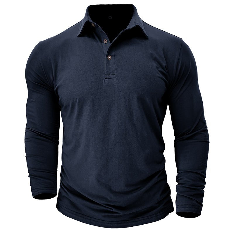Men's Modern Longsleeve Polo | Contrast Inner Collar Smart Casual Lifestyle