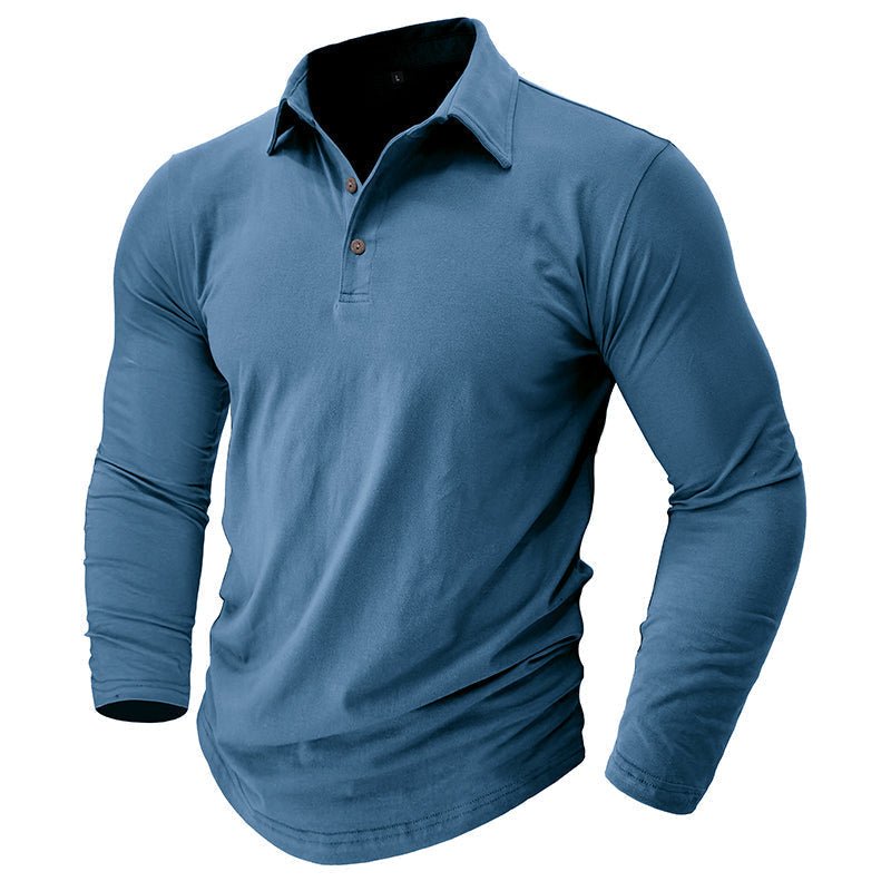 Men's Modern Longsleeve Polo | Contrast Inner Collar Smart Casual Side