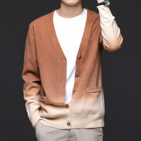 Men's Ombre Cardigan Sweater | Gradient Knit Ribbed Cuffs Alternate
