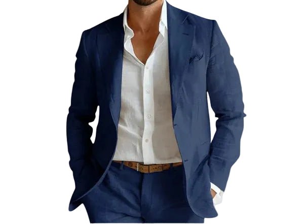 Men's Open Chest Linen Summer Blazer | Relaxed Fit Front