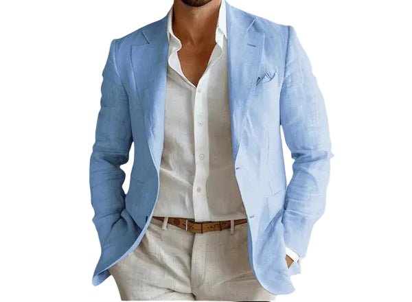 Men's Open Chest Linen Summer Blazer | Relaxed Fit Side