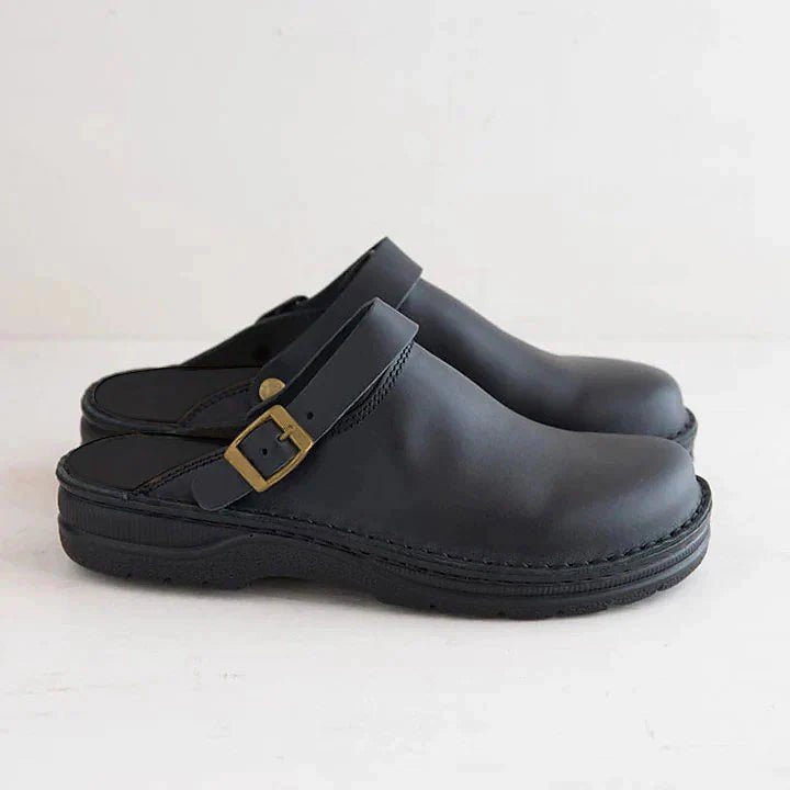 Men's Orthopedic Leather Clogs Shoes Detail