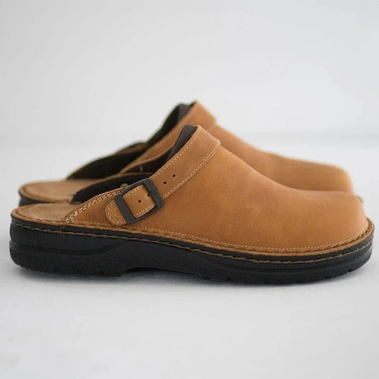 Men's Orthopedic Leather Clogs Shoes Front