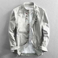 Men's Osaka Linen Shirt | Orange Buttons Detail