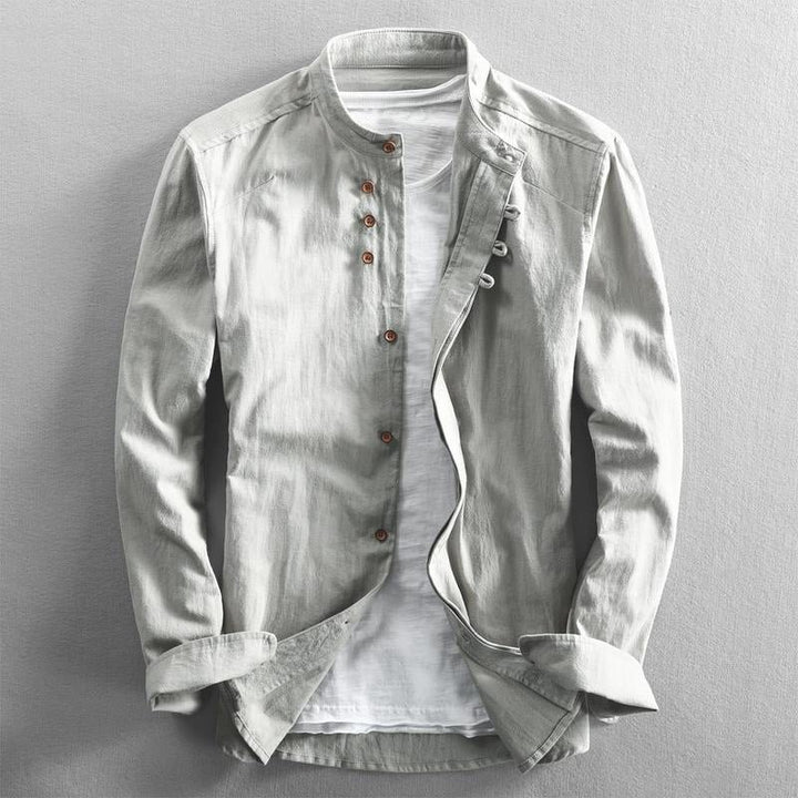Men's Osaka Linen Shirt | Orange Buttons Detail