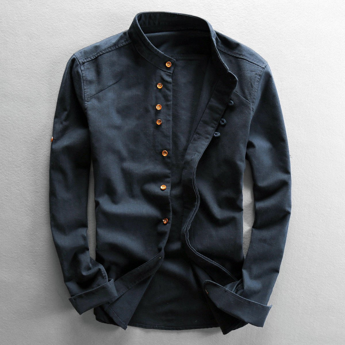 Men's Osaka Linen Shirt | Orange Buttons Hero