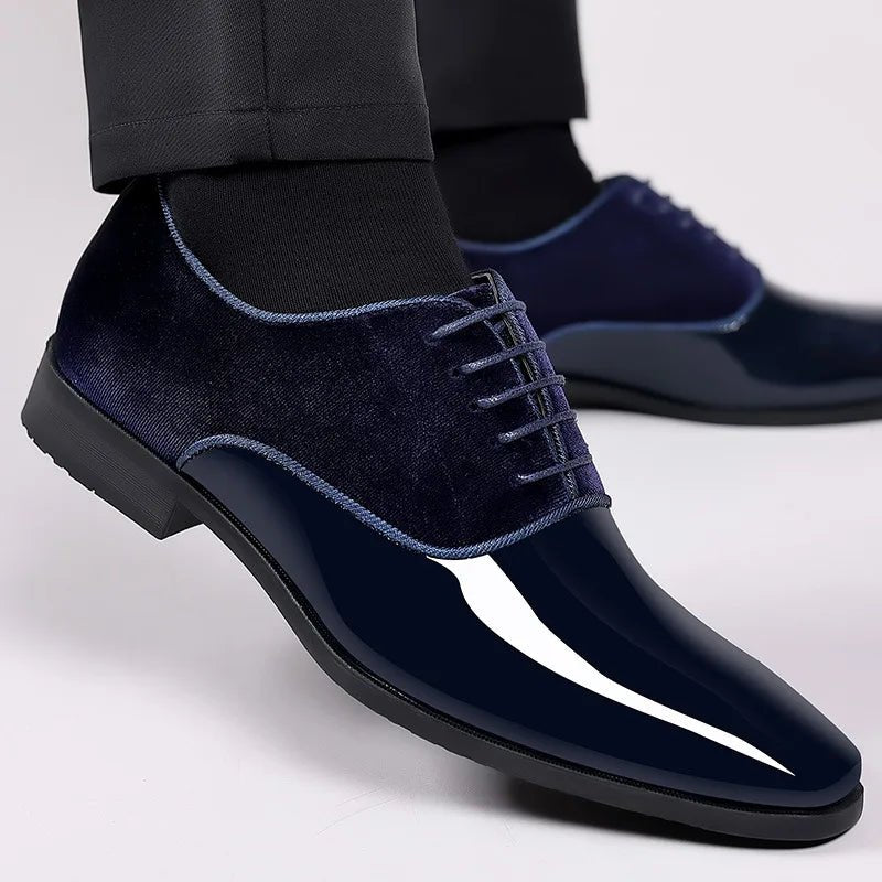 Men's Oxford Dress Shoes | Patent Suede Contrast Finish Angle