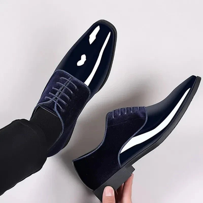 Men's Oxford Dress Shoes | Patent Suede Contrast Finish Detail