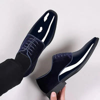 Men's Oxford Dress Shoes | Patent Suede Contrast Finish Detail