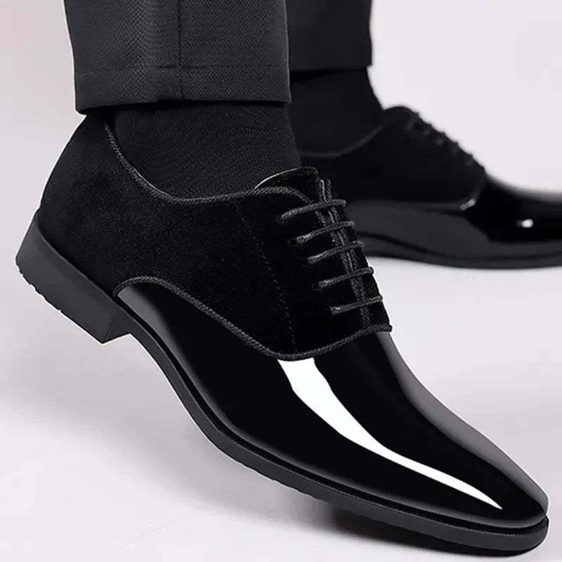 Men's Oxford Dress Shoes | Patent Suede Contrast Finish Hero