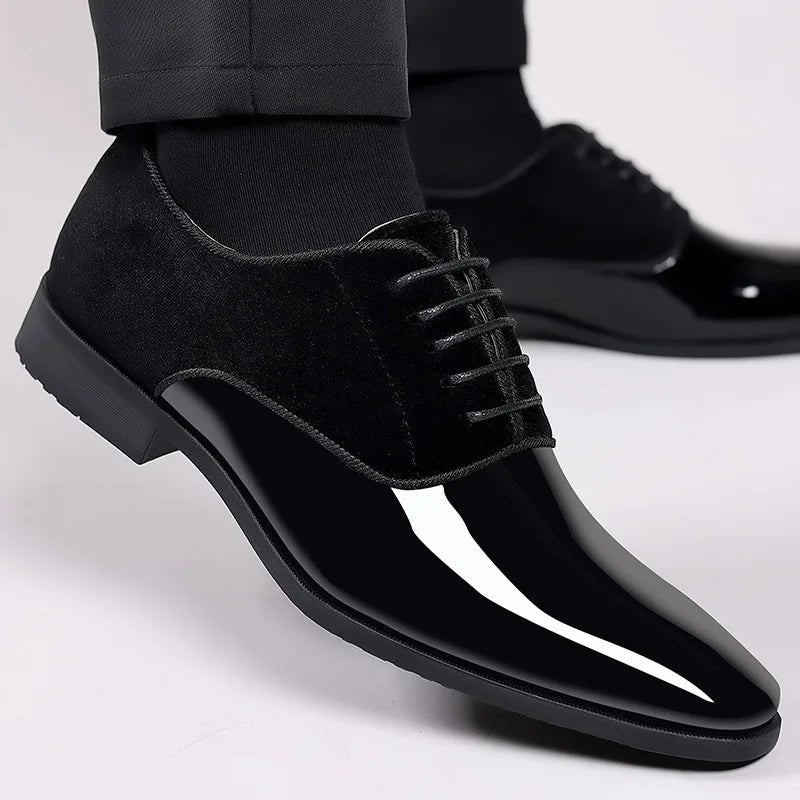 Men's Oxford Dress Shoes | Patent Suede Contrast Finish Lifestyle