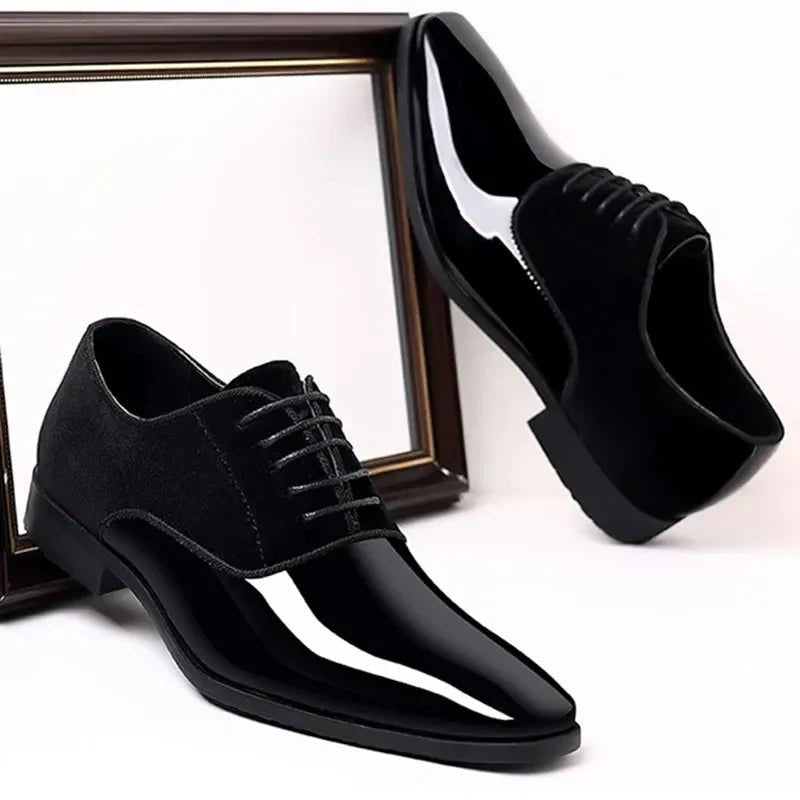 Men's Oxford Dress Shoes | Patent Suede Contrast Finish Side