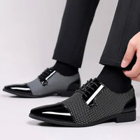Men's Oxford Wedding Shoes | Cap Toe Contrast Texture Detail Detail