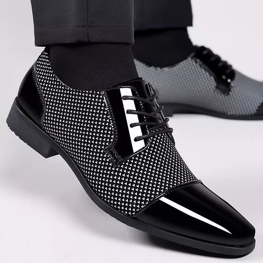 Men's Oxford Wedding Shoes | Cap Toe Contrast Texture Detail Front