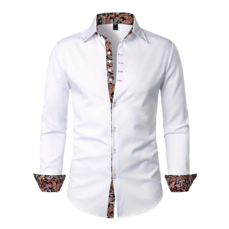 Men's Paisley Slim Fit Shirt Top Front