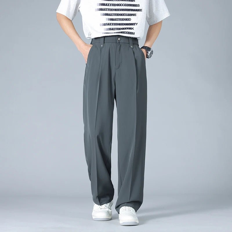 Men's Pleated Chino Trousers | Relaxed Fit Close Up