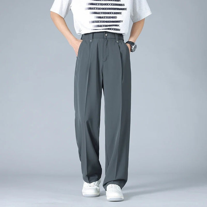 Men's Pleated Chino Trousers | Relaxed Fit Close Up