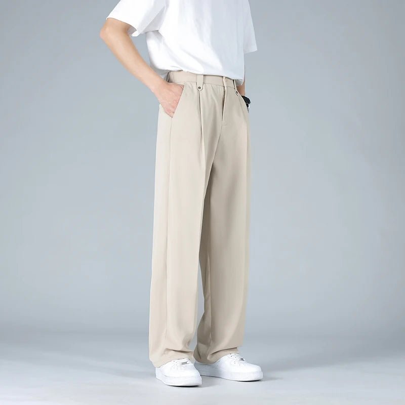 Men's Pleated Chino Trousers | Relaxed Fit Front