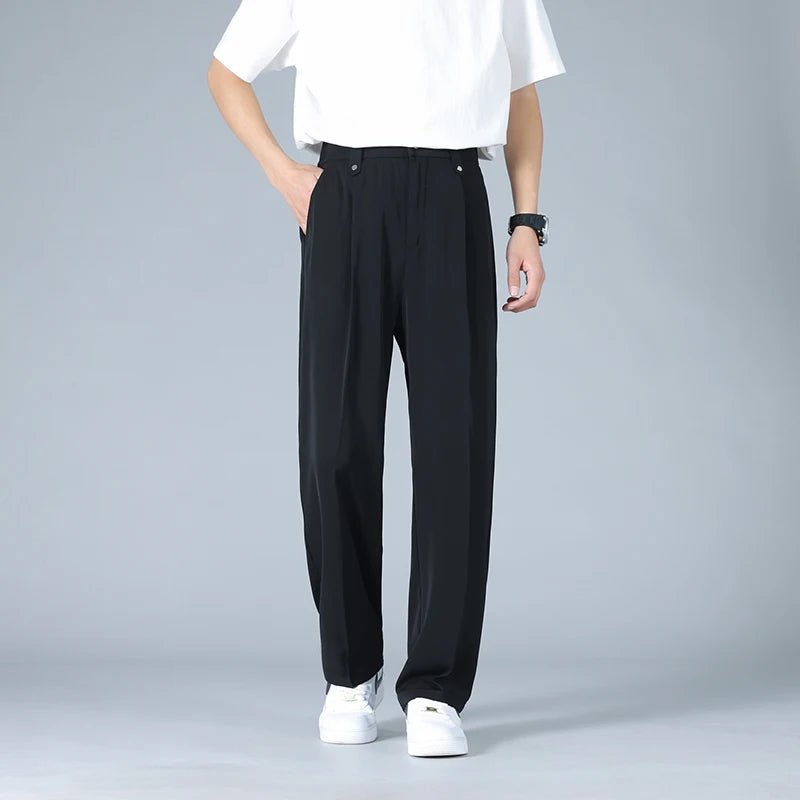 Men's Pleated Chino Trousers | Relaxed Fit Side