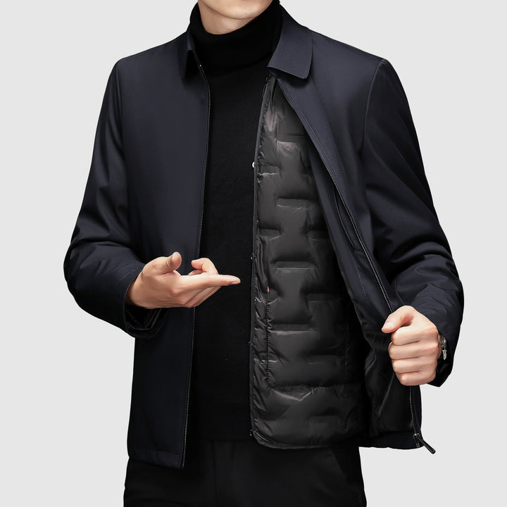 Men's Point Collar Down Jacket | Duck-Down Winter Coat Back