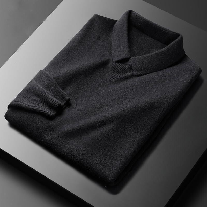Men's Polo Collar Softness Sweater | Knit Poly-Blend Side