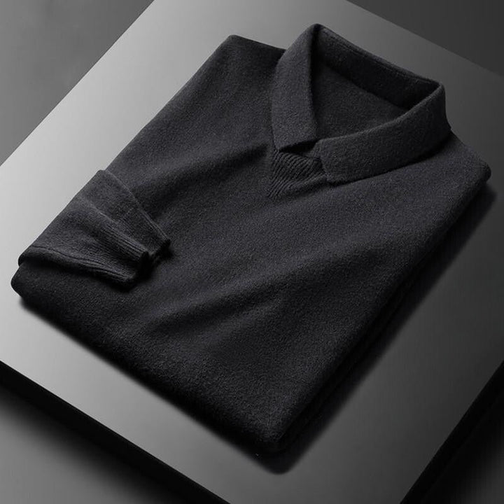Men's Polo Collar Softness Sweater | Knit Poly-Blend Side