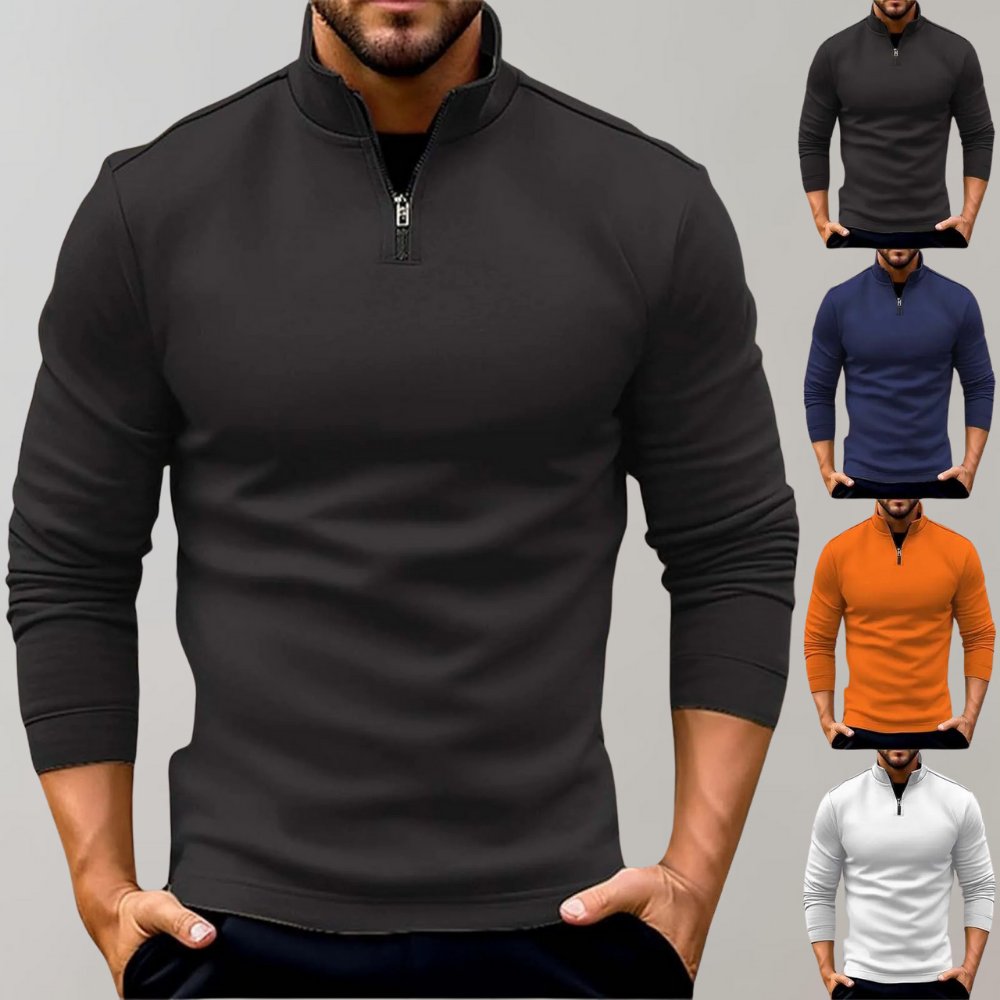 Men's Quarter-Zip Pullover | Stand Collar Layering Fit Back
