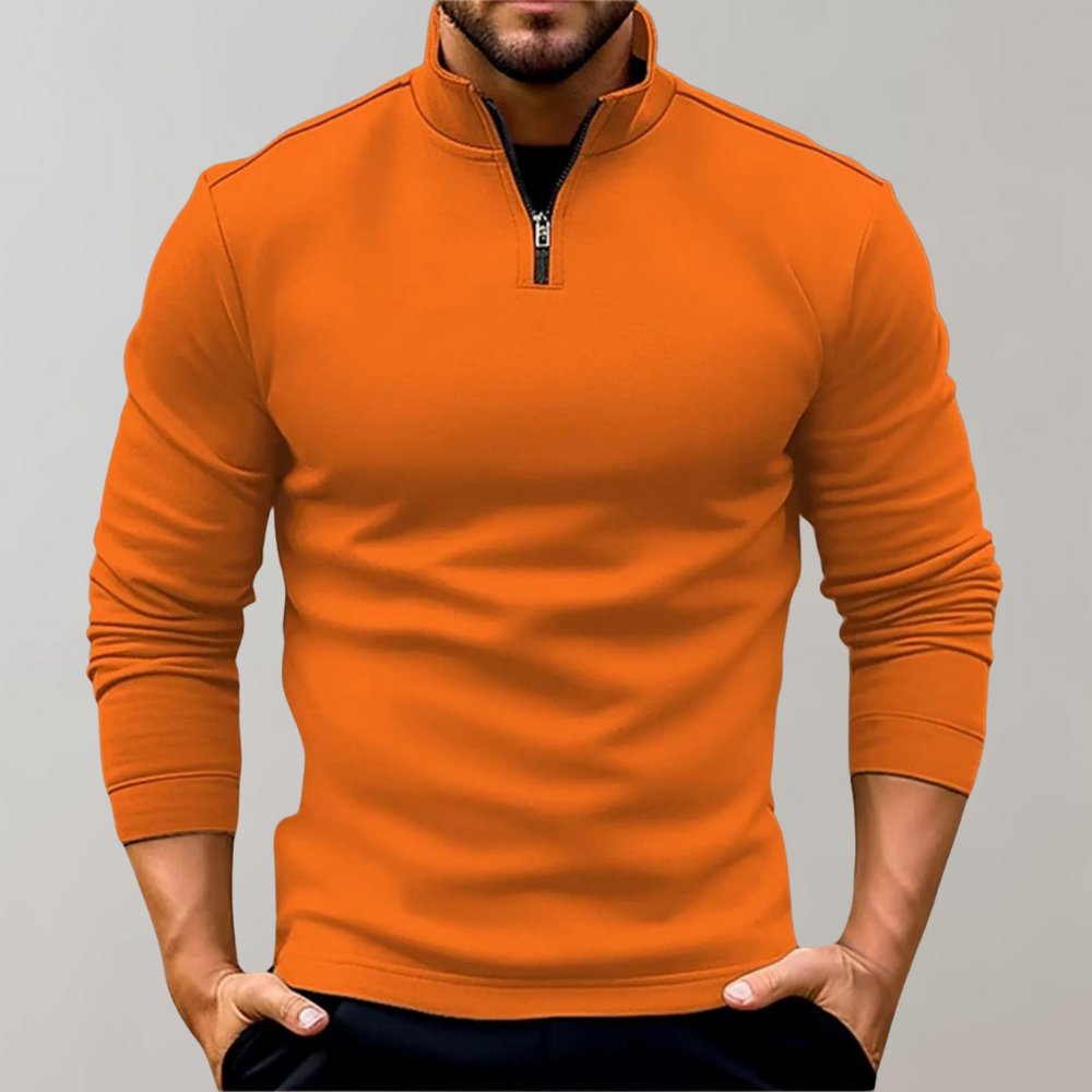 Men's Quarter-Zip Pullover | Stand Collar Layering Fit Detail