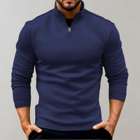 Men's Quarter-Zip Pullover | Stand Collar Layering Fit Front