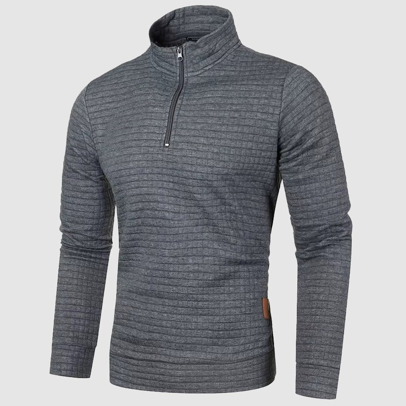 Men's Quarter Zip Sweatshirt | Textured Mock Neck Lifestyle