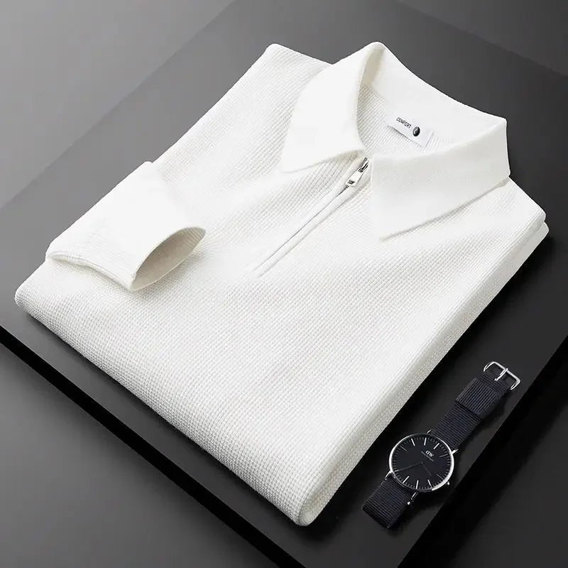 Men's Quarter-Zip Waffle Knit Shirt | Tailored Casual Detail