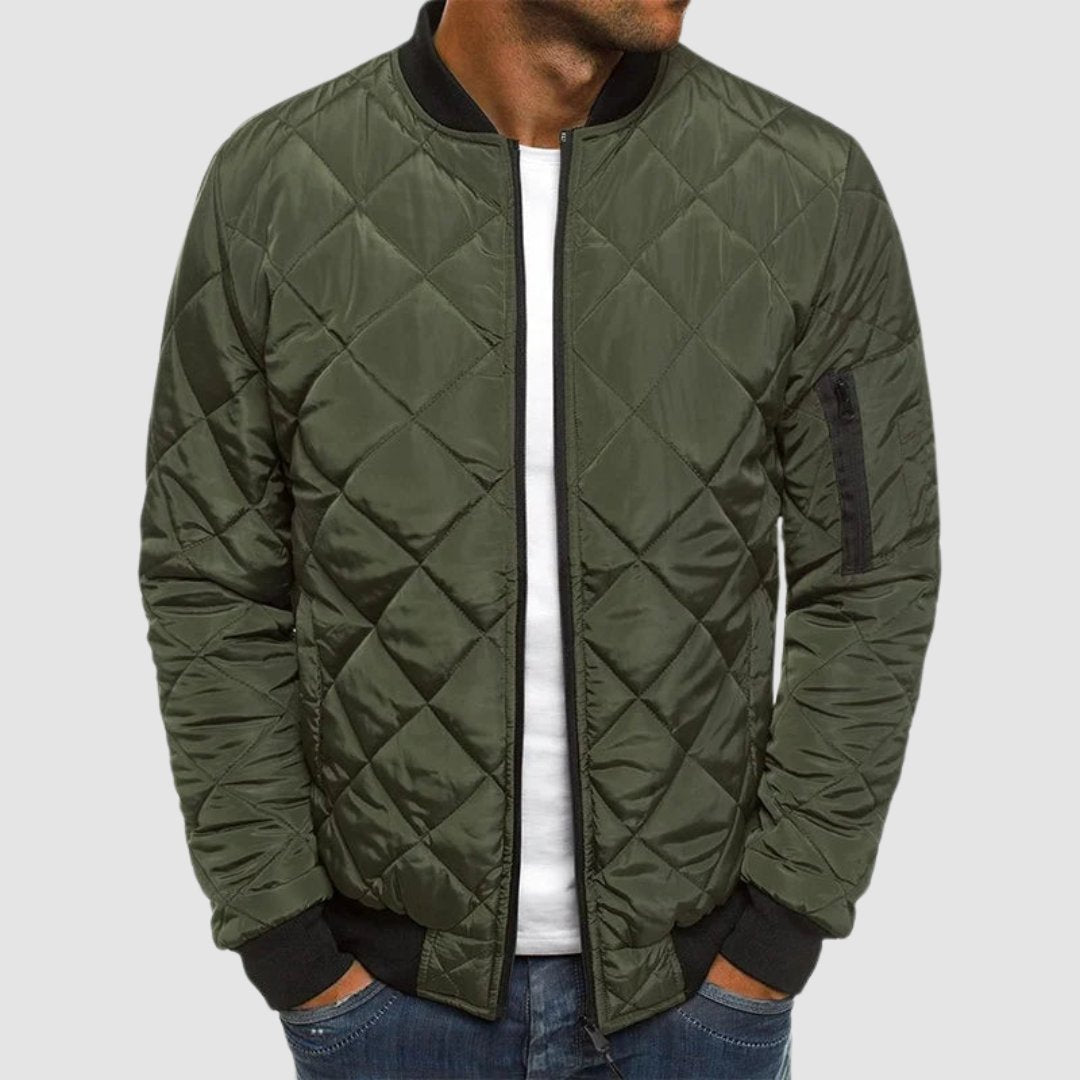 Men's Quilted Cozy Spring Jacket | Lightweight Layering Fit Side