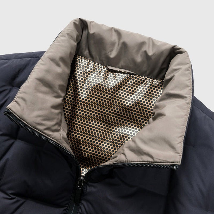 Men's Quilted Down Jacket | Windproof Winter Puffer Back