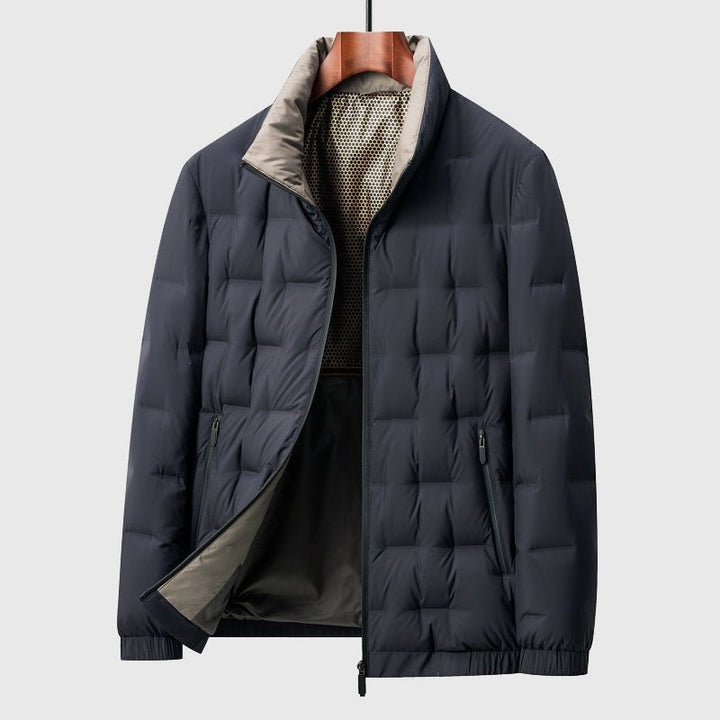 Men's Quilted Down Jacket | Windproof Winter Puffer Detail