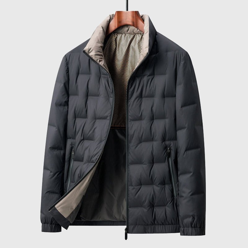 Men's Quilted Down Jacket | Windproof Winter Puffer Front