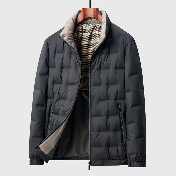 Men's Quilted Down Jacket | Windproof Winter Puffer Front