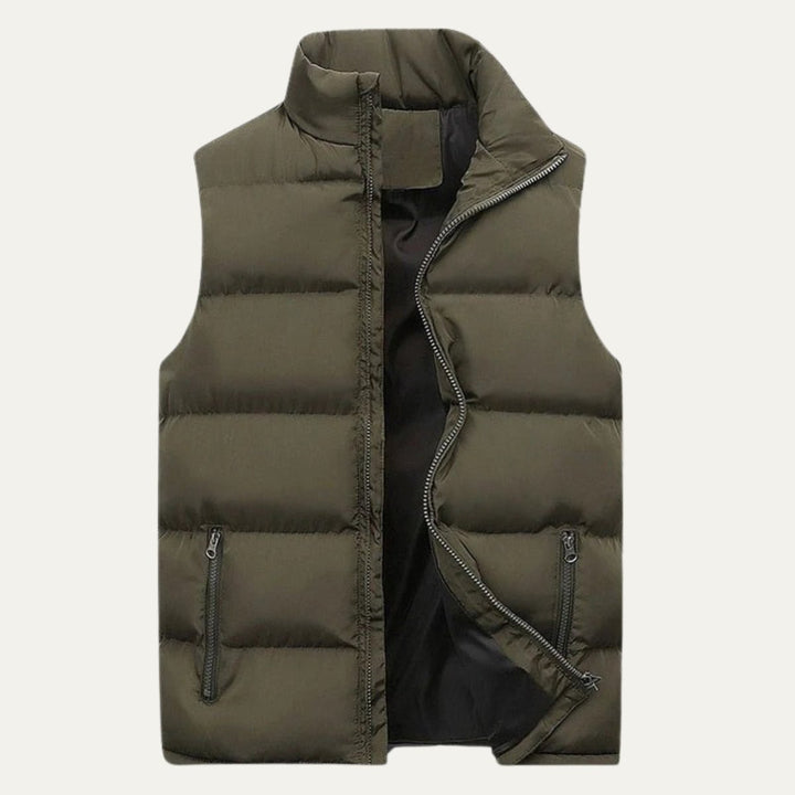 Men's Quilted Padded Puffer Vest | Sleeveless Gilet Close Up
