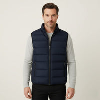 Men's Quilted Puffer Vest | Horizontal Channel Insulated Gilet Front