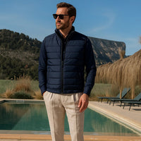 Men's Quilted Puffer Vest | Horizontal Channel Insulated Gilet Full