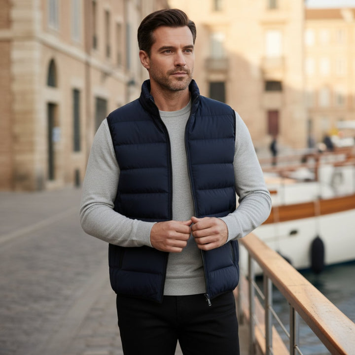 Men's Quilted Puffer Vest | Horizontal Channel Insulated Gilet View 11