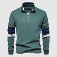 Men's Raglan Sleeve Patchwork Pullover | Quarter-Zip Detail
