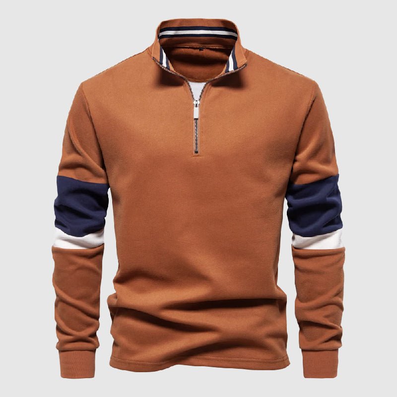 Men's Raglan Sleeve Patchwork Pullover | Quarter-Zip Hero