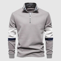 Men's Raglan Sleeve Patchwork Pullover | Quarter-Zip Side