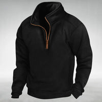 Men's Relaxed Comfort Zip Pullover | Quarter-Zip Stand Collar Front