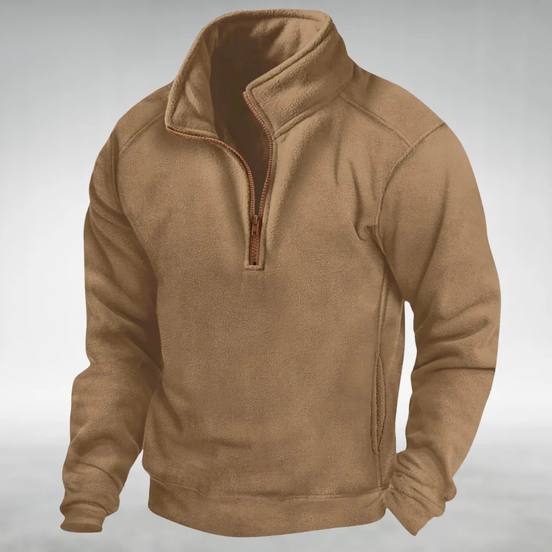 Men's Relaxed Comfort Zip Pullover | Quarter-Zip Stand Collar Side