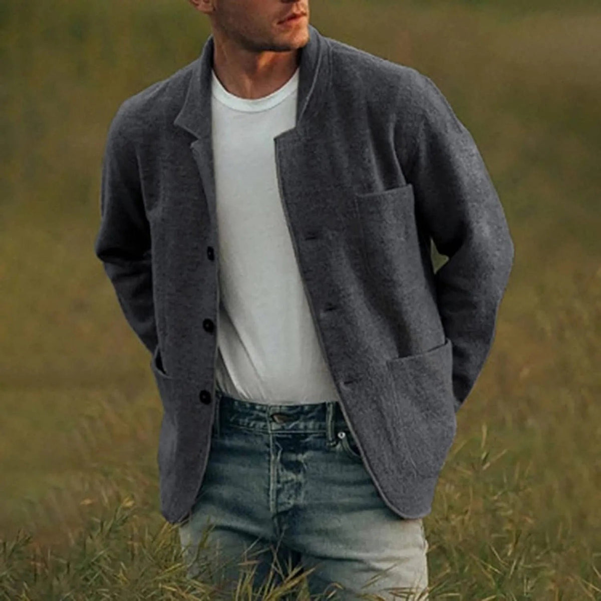 Men's Relaxed Fit Casual Blazer | Patch Pocket Detail
