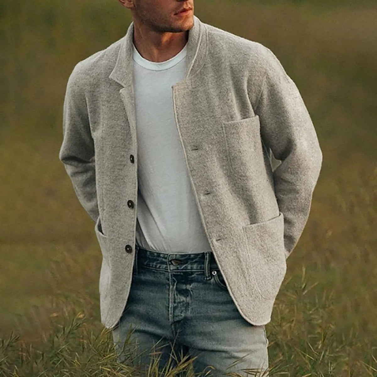 Men's Relaxed Fit Casual Blazer | Patch Pocket Front