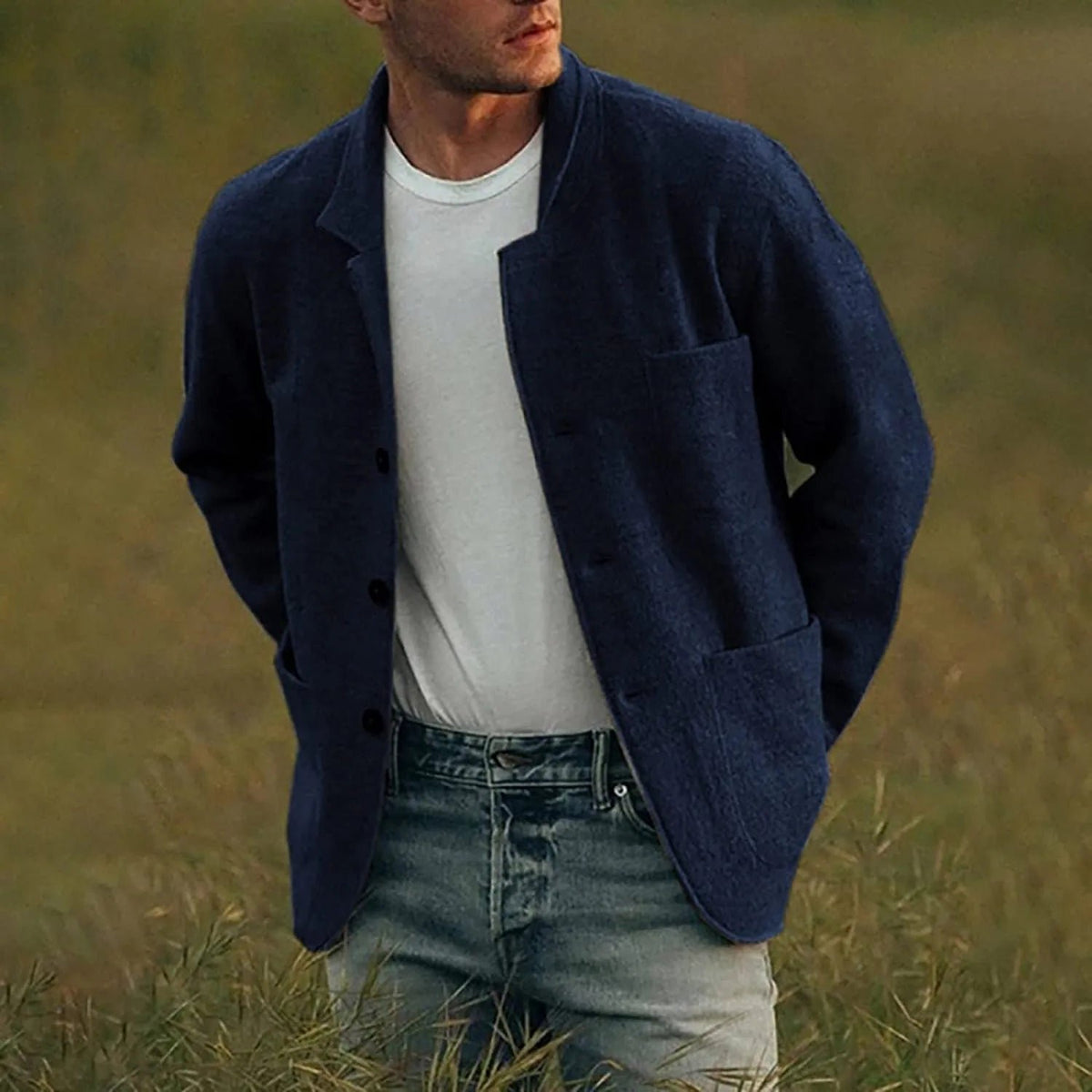 Men's Relaxed Fit Casual Blazer | Patch Pocket Side